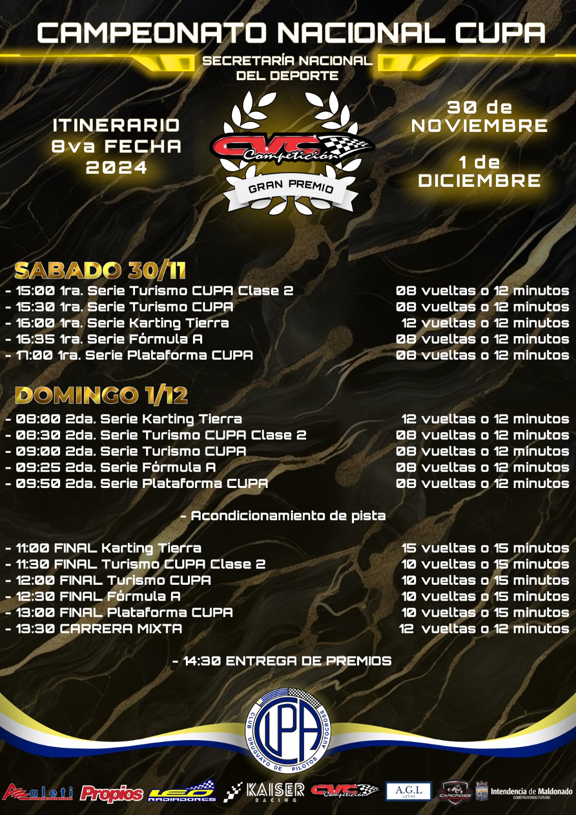 Horarios CUPA 2024