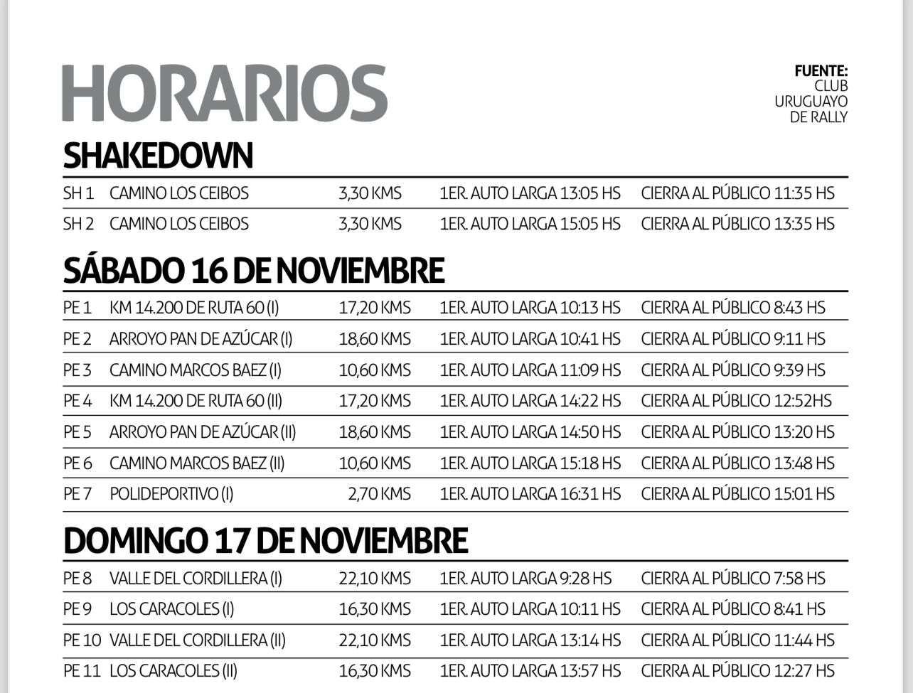 horarios