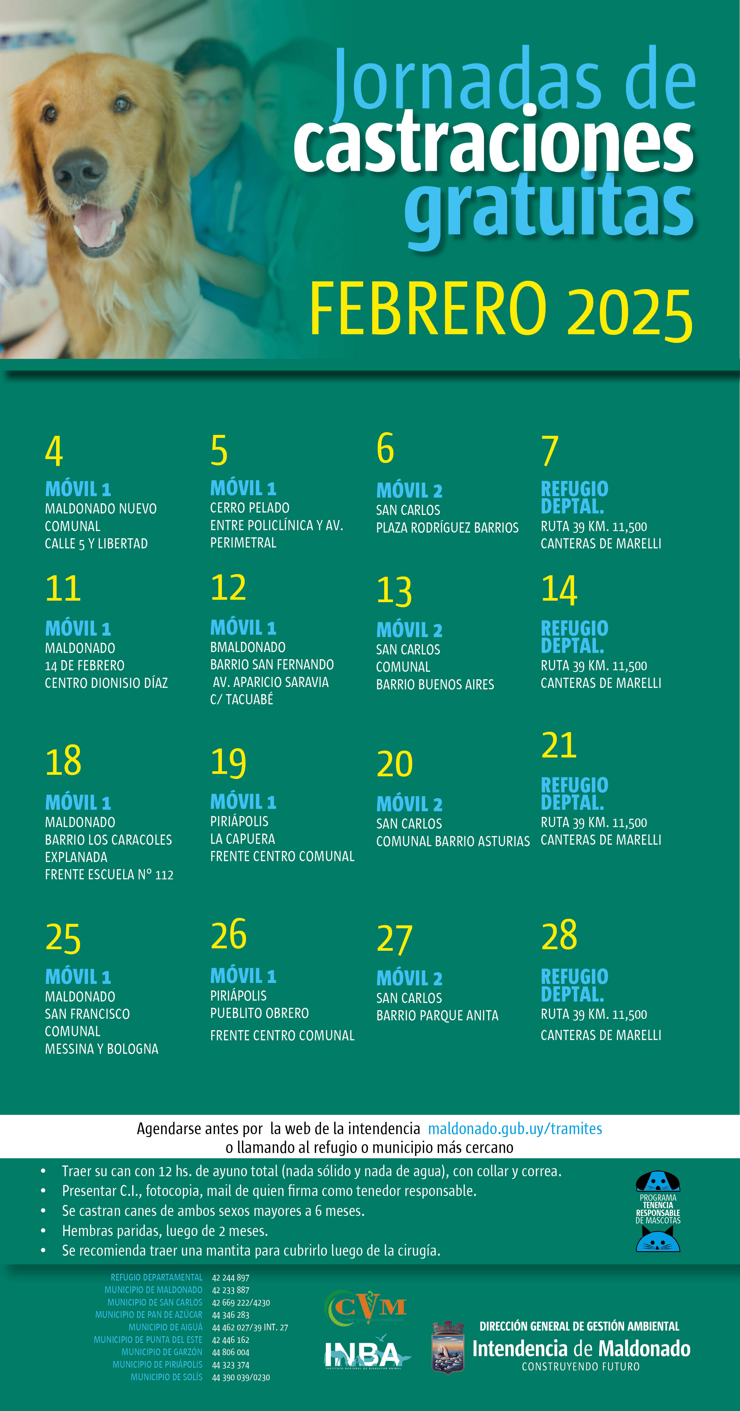 Calendario de castraciones